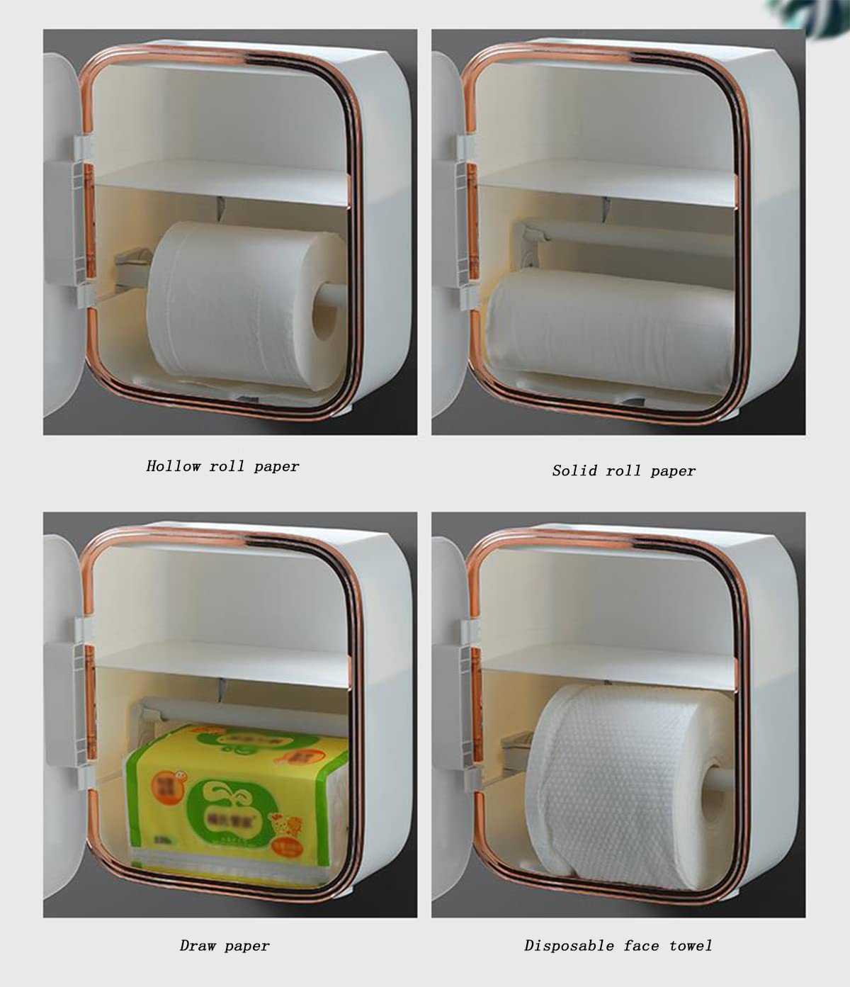 Portarrollos de Papel higiénico con Estante y cajón, dispensador de Papel higiénico Adhesivo de Pared, dispensador de Papel higiénico a Prueba de Humedad