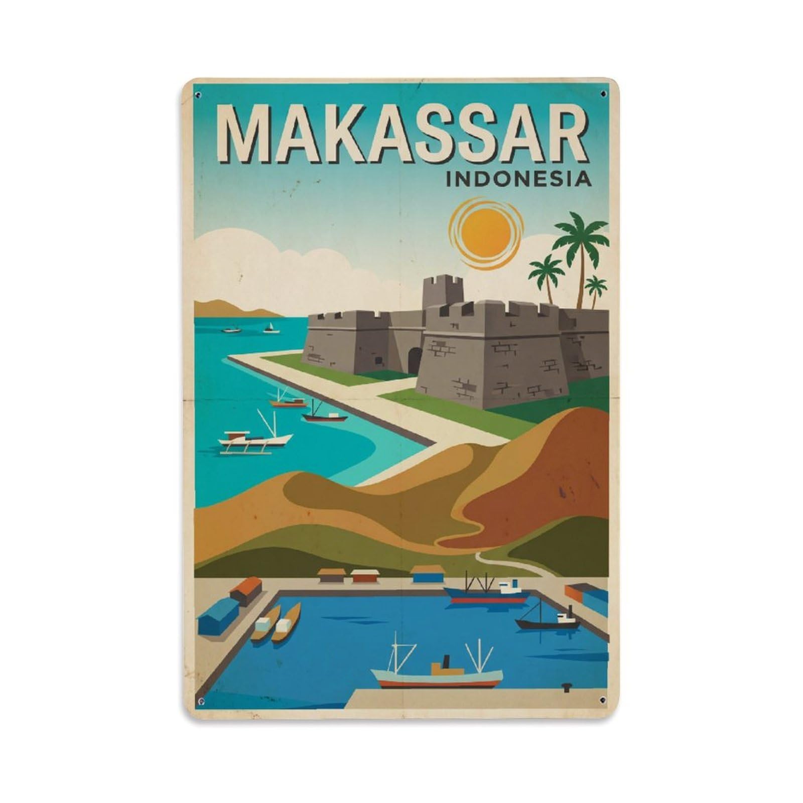 Metal Tin Sign Retro Travel Indonesia Makassar