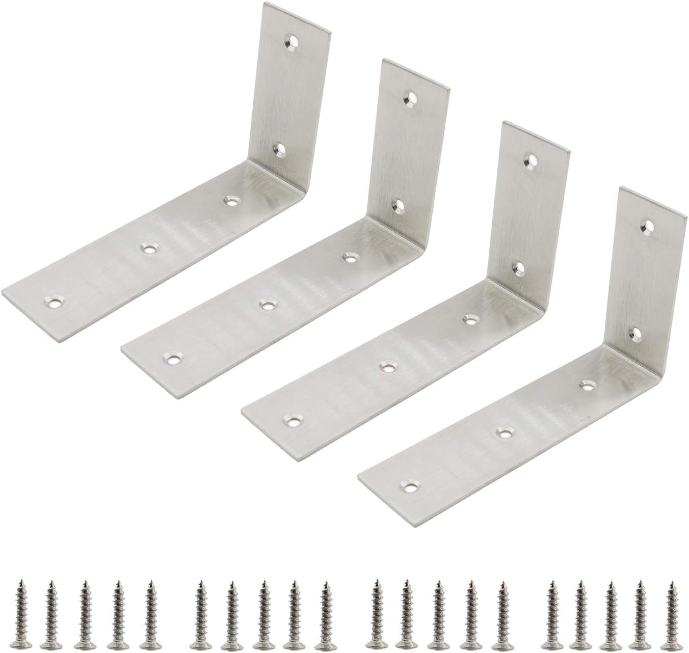 4 Pack Corner Bracket Shelf Bracket,ULIFESTAR Heavy Duty Stainless Steel L Bracket Corner Brace,Right Joint Angle Brackets Floating Shelf Bracket Support Hardware for Wood 125x85x3mm/4.92x3.35x0.12''