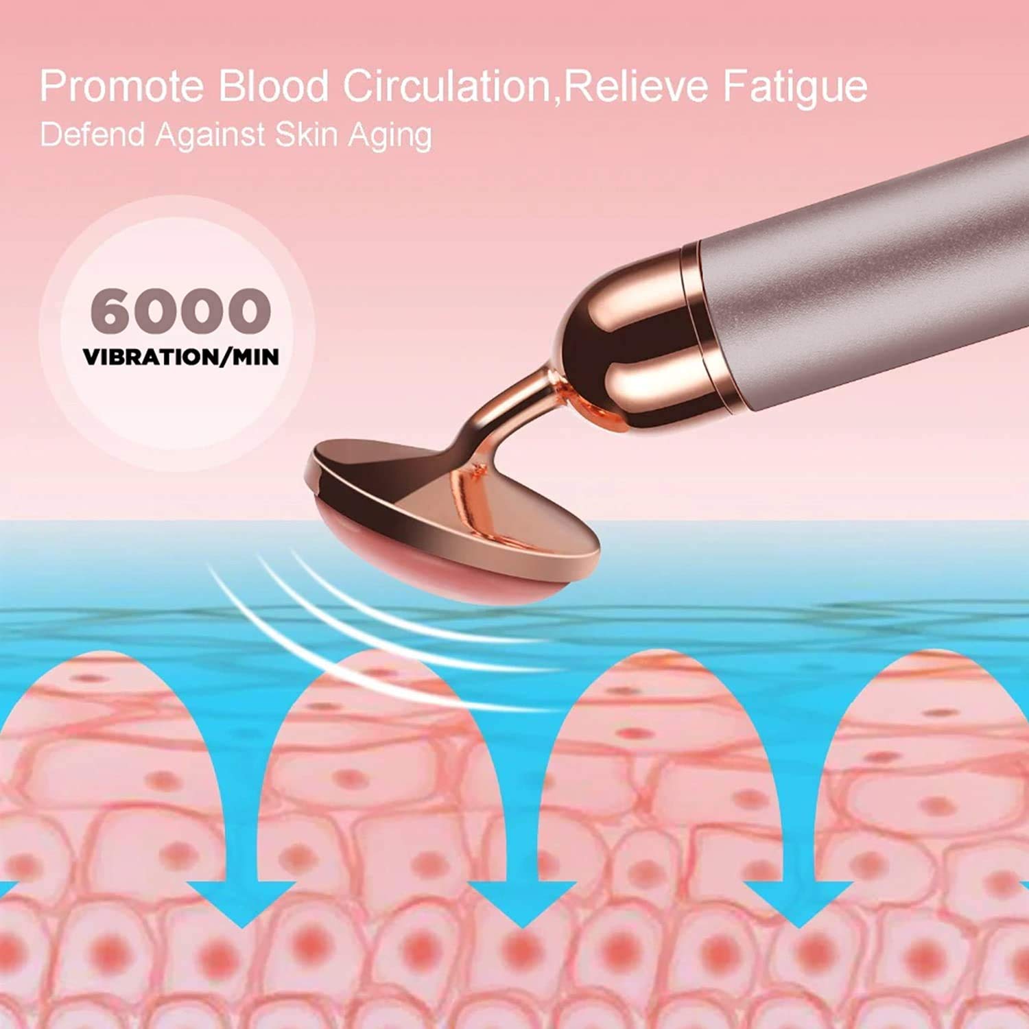 ORILEY 2 in 1 Rose Quartz Jade Roller Micro Vibrating Facial Roller Massager with Extra Eye Stone Handheld Electric Flawless Beauty Bar Skin Care Tool for Face Lift Anti-Wrinkles, Anti-Aging - Image 3 thumbnail