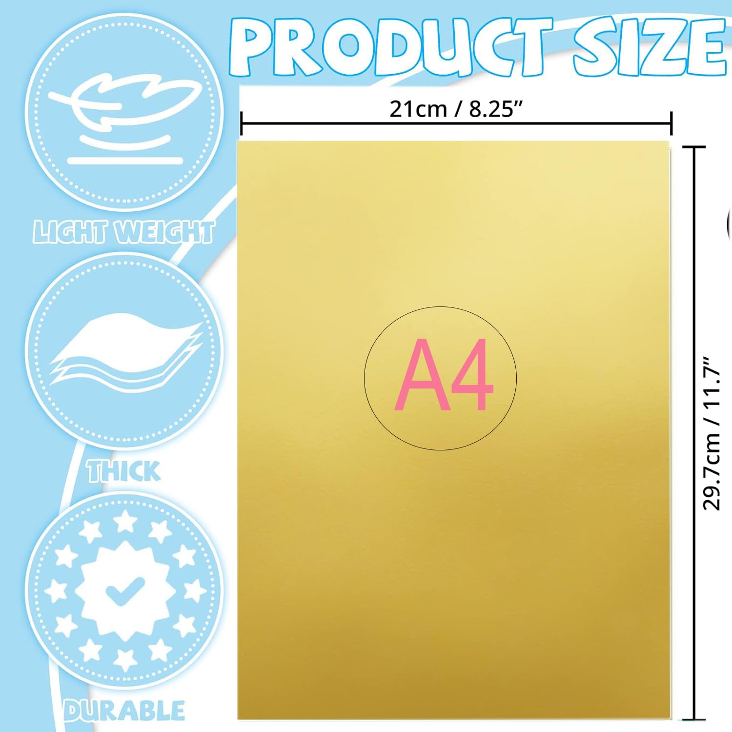 SUPERFINDINGS 50 Feuilles A4 Papier Transfert Toner Métallisé Doré – Idéal Imprimante Laser & Plastifieuse Pour DIY Brillant