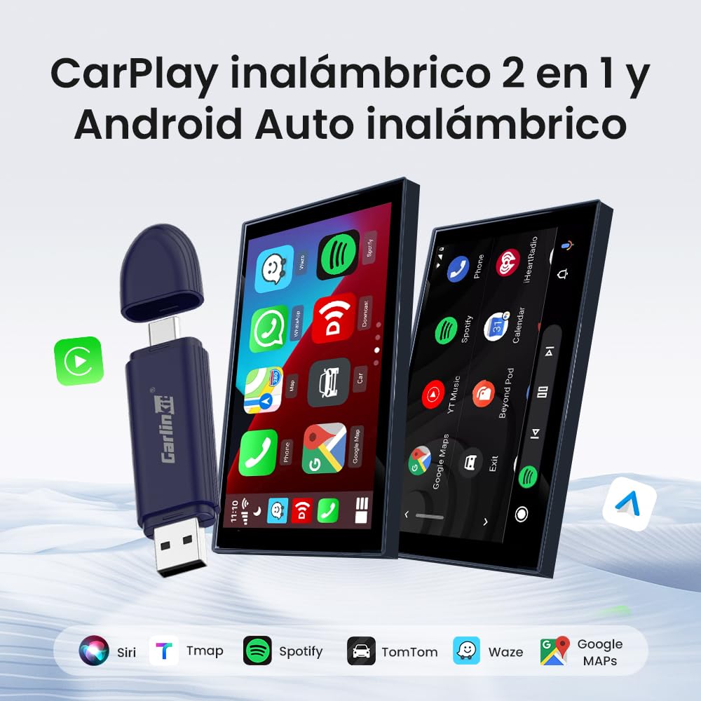 Carlinkit 5.0 SE Pro Adaptador inalámbrico Android Auto y CarPlay, convierte de cable a inalámbrico para vehículos OEM (año modelo: 2015 a 2026) Compatible con CarPlay con cable y coches Android Auto