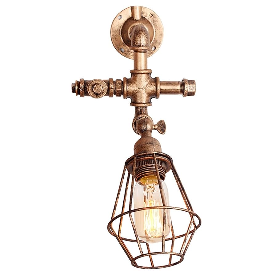 壁灯, ヨーロピアンウォールライトロフトレトロ錬鉄水道管燭台壁ランプ器具工業用金属壁掛け照明エジソンE271レストランバー衣料品店通 Amazon.co.jp : ヨーロッパの壁ライト1-leptroのレトロな水道壁ライト工業用スチームパンクな壁面ライトビンテージマシンエイジE27 エジソン鉄の金属の壁のスコンクチェン街灯,Candle Wall Lights : ホーム＆キッチン