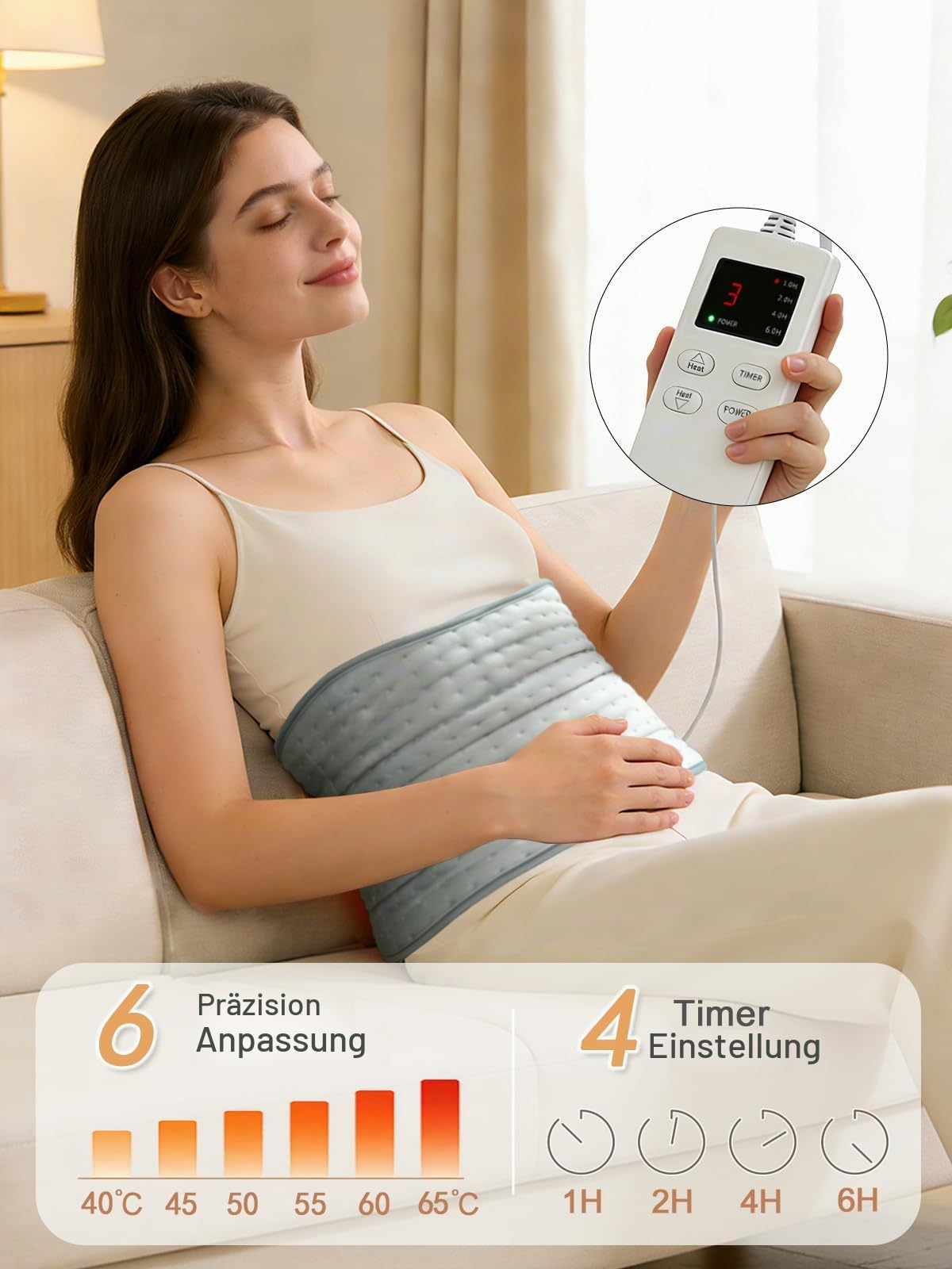 Wärmegürtel Rücken Elektrisches Heizkissen mit verstellbarem Hüftgurt für Damen und Herren