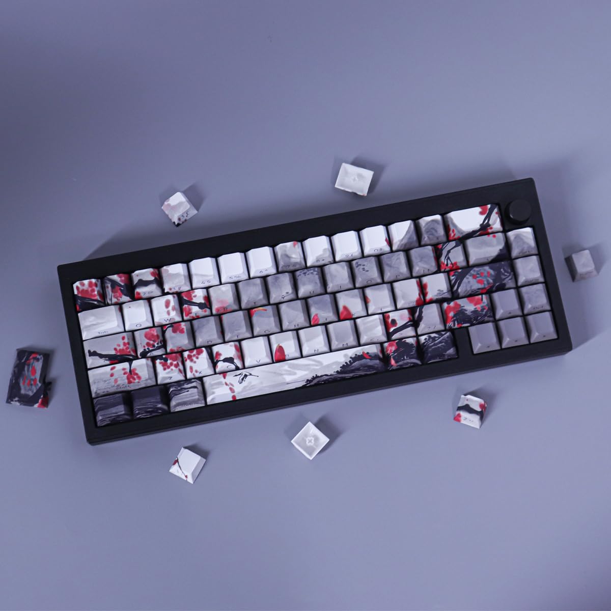 Keycaps PBT Transparent Lettre Side Print Landscape Painting Custom Keycaps 135 Touches pour ISO ASIN Disposition Cherry MX Switches Mécaniques