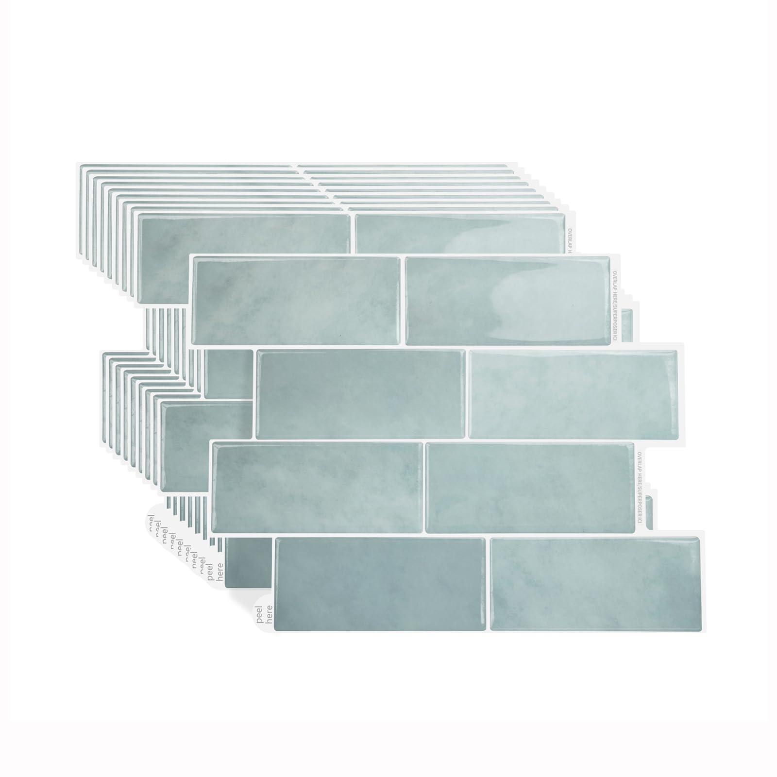 WoStick Self Adhesive Wall Tiles 10 Sheets, 3D Peel and Stick Wall Tiles Kitchen, Vintage Green Stick on Tile Splashback for Kitchen Bathroom (29x21cm)