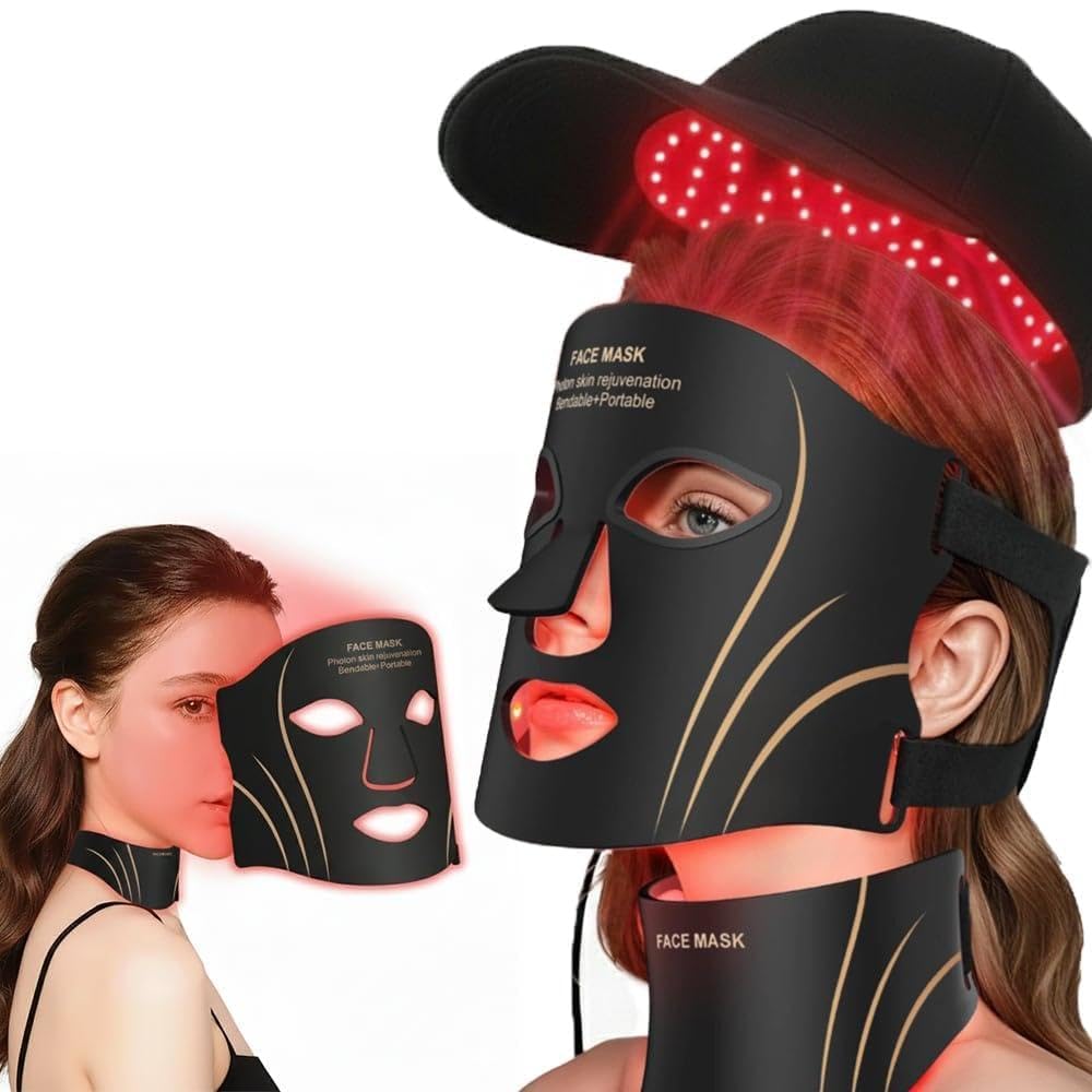 3 in one 7-Color LED Beauty Mask for face and Neck Rechargeable Light Mask for Radiant-Looking Skin -