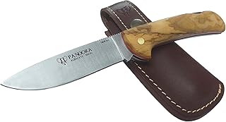 Navaja CUDEMAN Pandora 388-LF Hoja 9,5 cm. Acero Bohler Mango de Madera de Olivo con Funda de Cuero Color Marrón