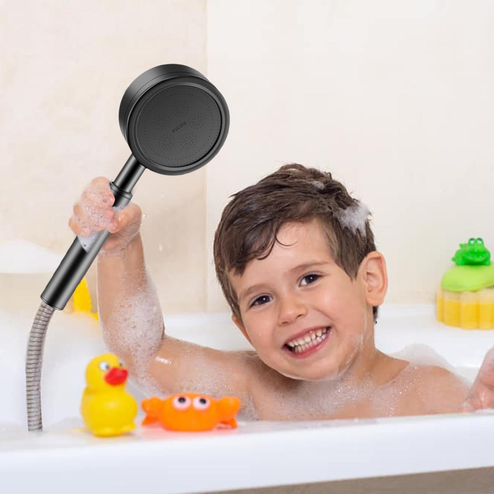 Pommeau De Douche Haute Pression Portable – Acier Inoxydable, 23 Cm, Anti-encrassement, Connexion 4 Voies, Effet Spa, Pour Camping Et Maison
