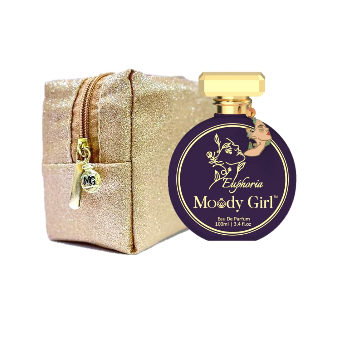 Moody Girl Luxury Perfume for Women I Euphoria Perfume, 100 ml with Chic Glitter Pouch Combo