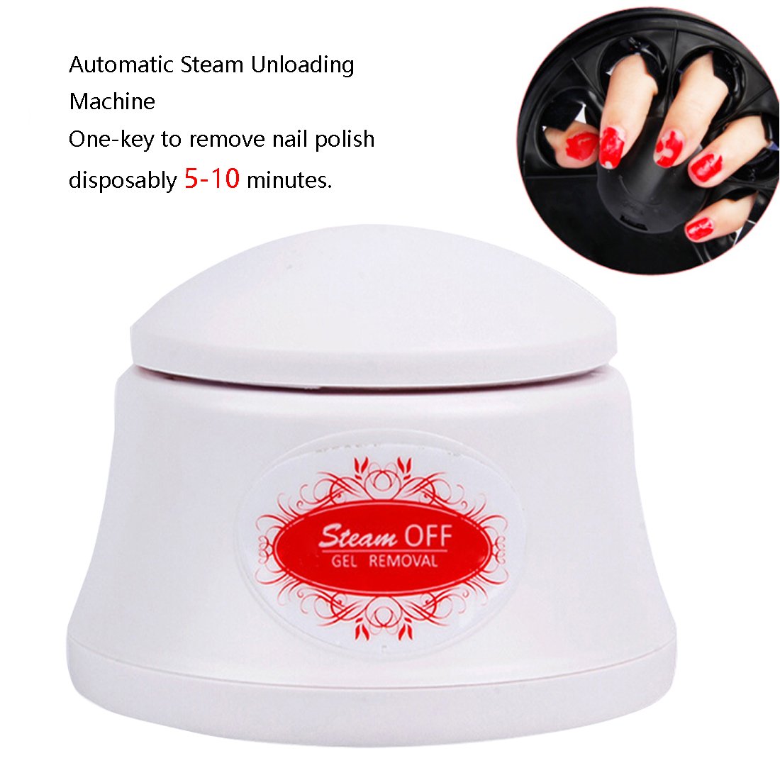 Revolutionary Electronic Steam Nail Gel Polish Remover Machine Tool Daily Gel Salon Beauty Steamer Resurrection Manicure Cleaner Tool Home Polish Removal Tool Steam Harmless to Your Skin(White)