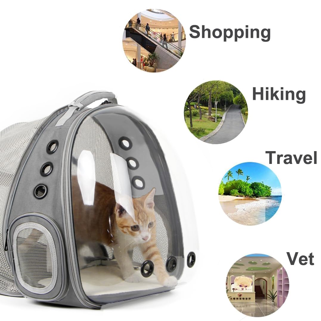 Mochila expandible para gatos de hasta 12 libras, mochila espacial con ventana de burbujas para mascotas para gatos y cachorros pequeños