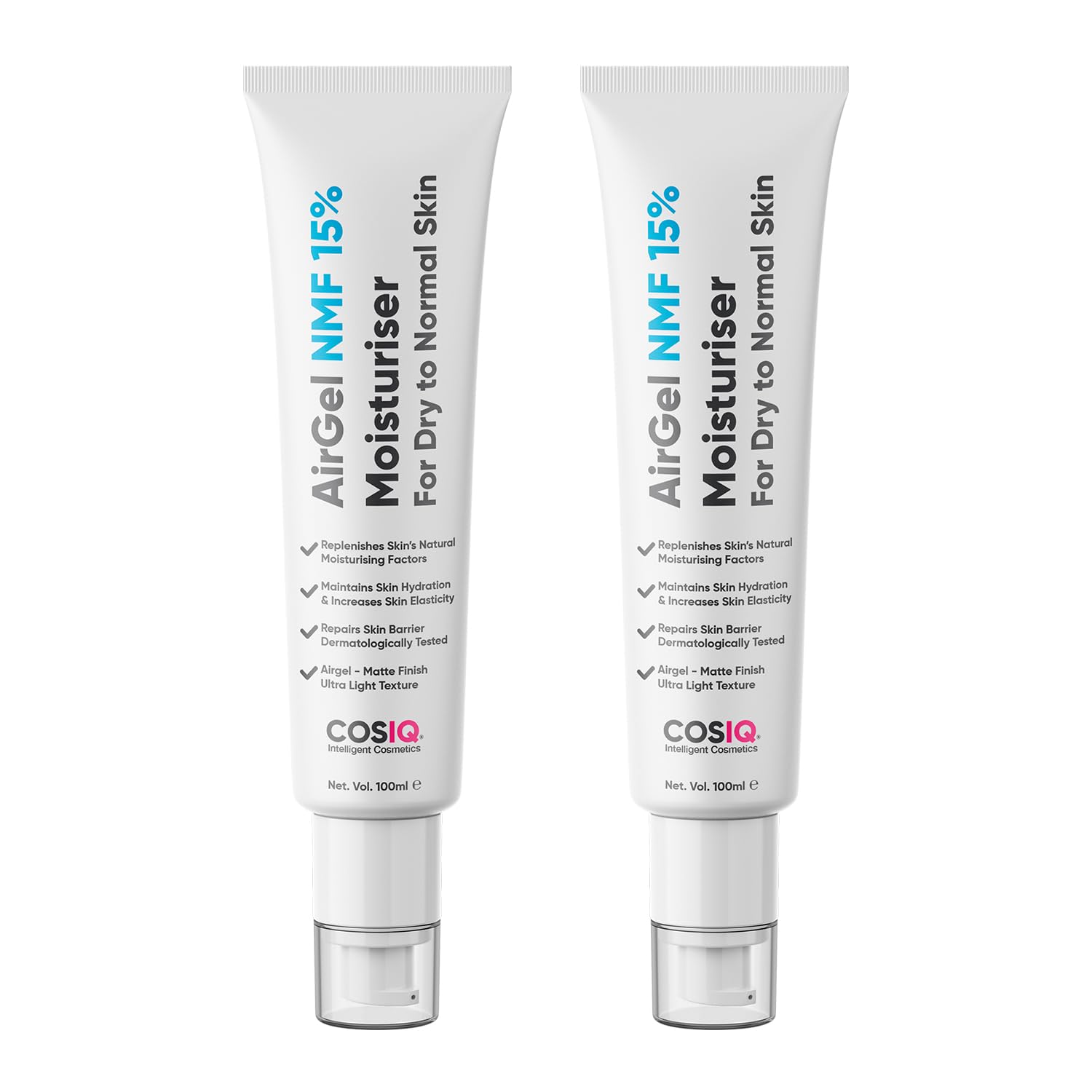 Cos-IQ AirGel NMF 15% Face Moisturizer For Dry Skin | Fast Absorbing Lightweight For Women & Men (100ml, Pack of 2)