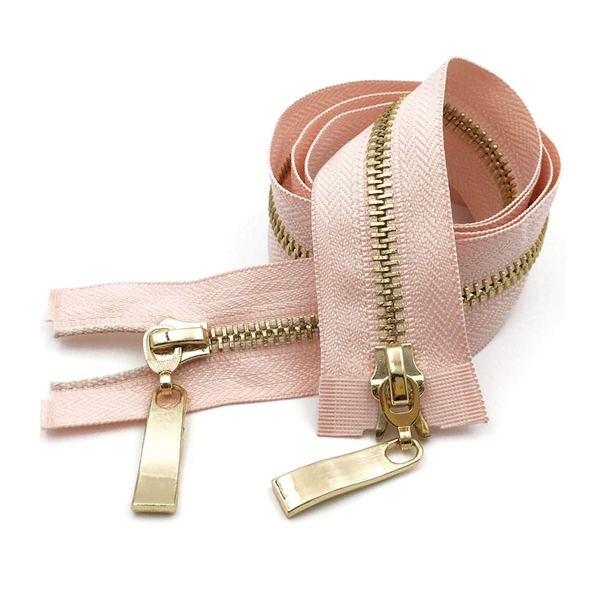 DSESS Zipper Tape#5 Metallic Nylon Coil Zippers Nylon Coil Zippers Bulk Jacket Zippers for DIY Sewing Craft Tailor Bag Garment，1Pcs(Pink Gold,80cm)