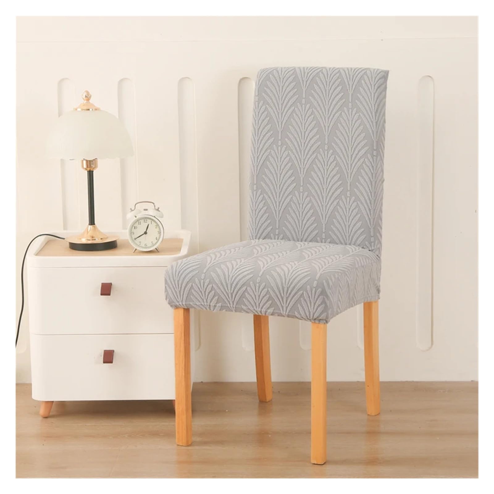 ITRHJTGP Chair Covers Jacquard Dining Chair Covers Spandex Dustproof Furniture Protectors Stretch Hotel Home Decoration(Light grey,6pcs chair cover)