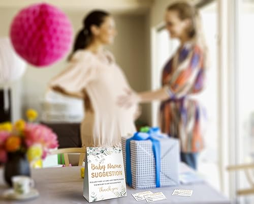 Miniatura 4 de Yuansail Sugerencia de nombre de bebé para juegos de baby shower, tarjeta de juego de sugerencia de nombre con temática de plantas, suministros de