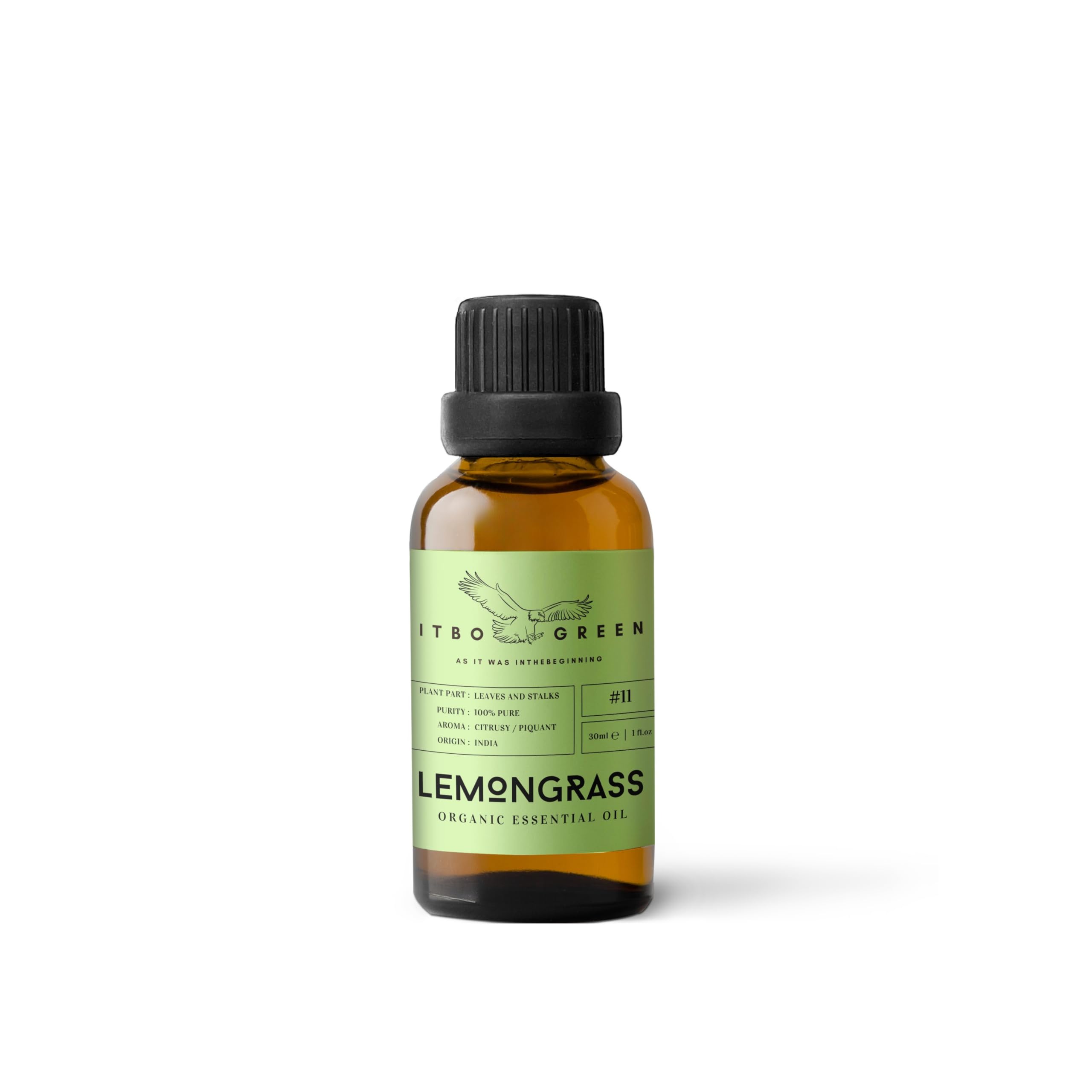 100% Organic Lemongrass Oil | Pure & Natural | 30ml - 1oz | Aromatherapy | Unblended | Best for Spiritual Balance | Therapeutic Grade | Straight from Farm | Undiluted | Cruelty Free