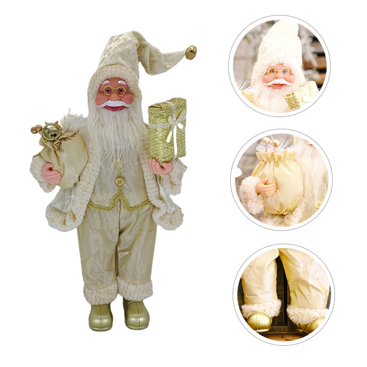 Zerodeko 3 Pezzi Babbo Natale in piedi Vacanza Figurina christmas party regalini natalizi decorazioni natalizi statuina di babbo natale di natale statua di Babbo Natale plastica Golden