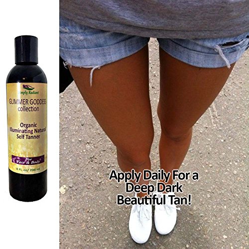 Image of Glimmer Goddess Organic Self Tanner Lotion, Sunless Tanner Lotion - with Shea Butter, Avacado Oil & Almond - Regular, 8oz