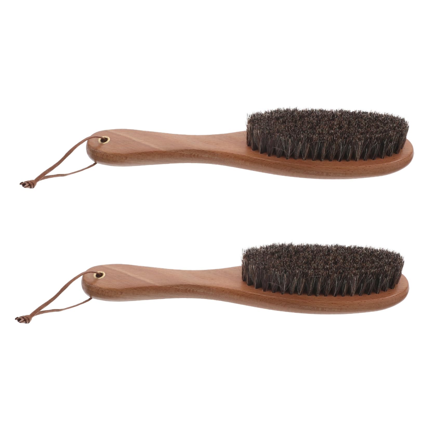 BESTonZON 2pezzi Spazzola Per Scarpe Legno Con Manico Faggio e Setole Cavallo Per Pulizia Di Scarpe Borse e Superfici Domestiche Strumento Versatile Per La Manutenzione Delle Pelli Pu