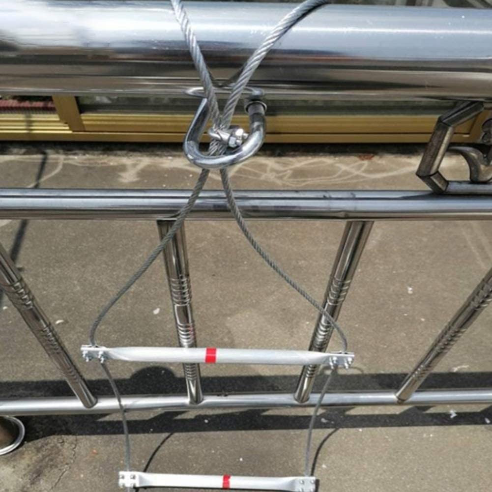 Escalera de cuerda, Escalera de cuerda, alambre de acero de aleación de aluminio, escalera plegable de emergencia en caso de incendio, tamaños múltiples | 16Ft/5M