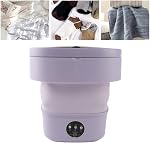 Laveuse portable, 6L Petit lave-linge portable et sécheuse Combo Mini Bucket pliable de laveuse avec panier drain pour appartement, sous-vêtements, chaussettes, vêtements de bébé (Purple)