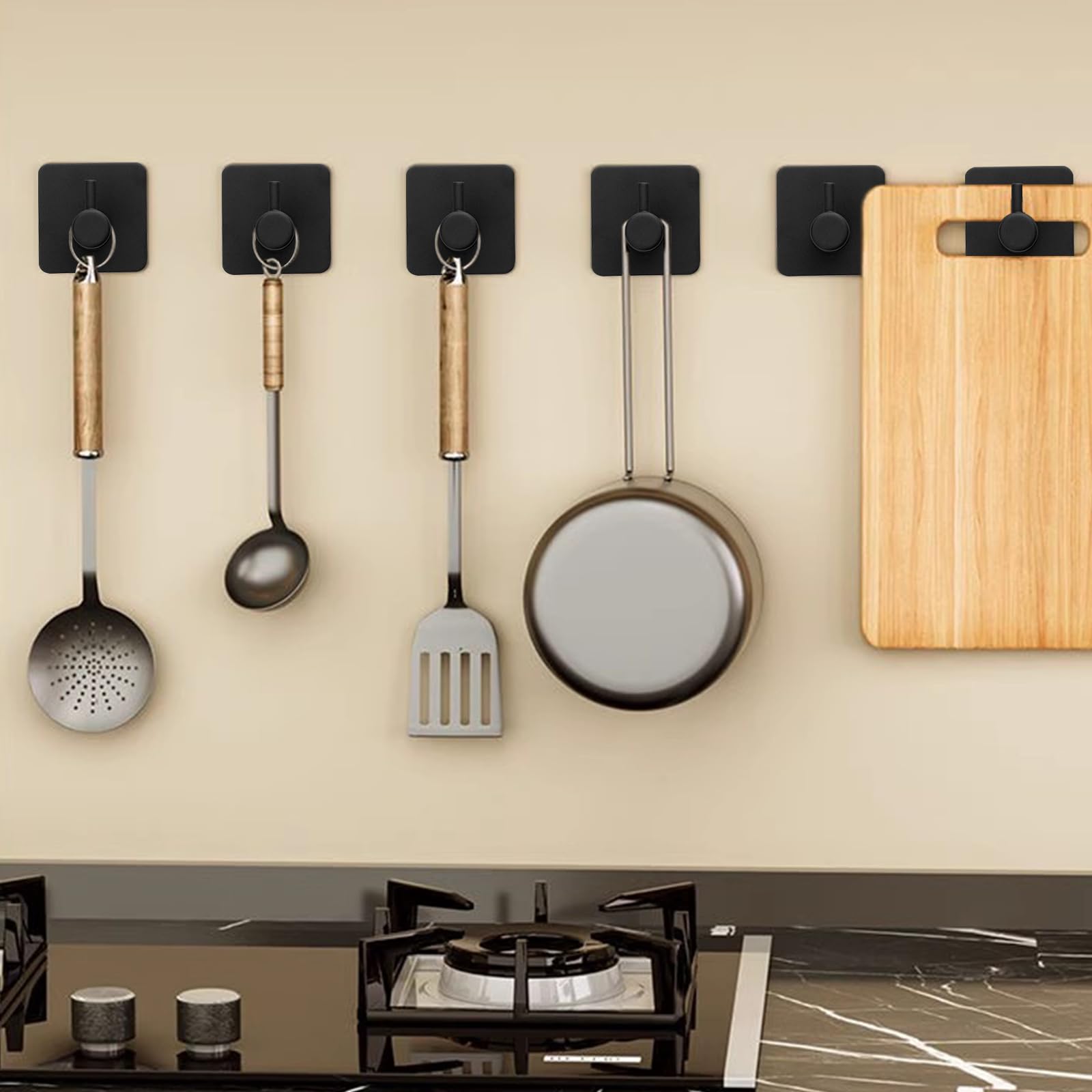 Appendiabiti Da Parete, Appendi Accappatoio Bagno, Ganci Adesivi Bagno, Appendini Adesivi, Gancio Adesivo, Adatti Per Bagni, WC, Cucine E Camere Da Letto, Nero (8 Pezzi)