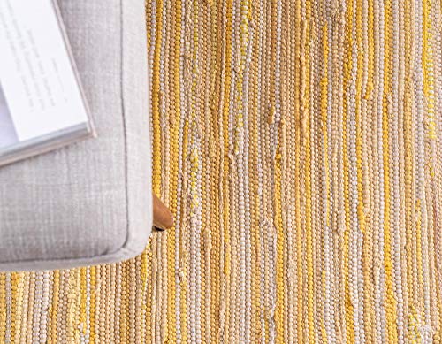 Rugs.com Chindi Cotton Collection Rug – 6 Ft Runner Yellow Flatweave Rug Perfect For Hallways, Entryways #TOP4