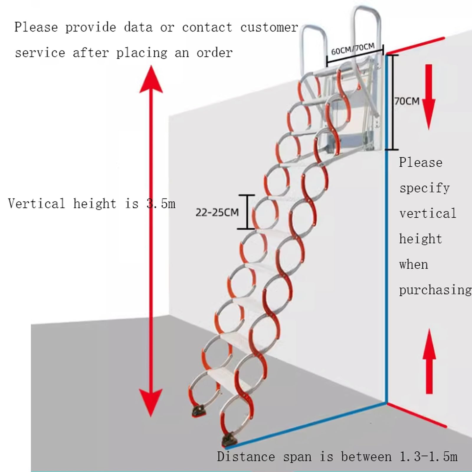 Escalera Loft Manual Montaje en Pared Techo Plegable