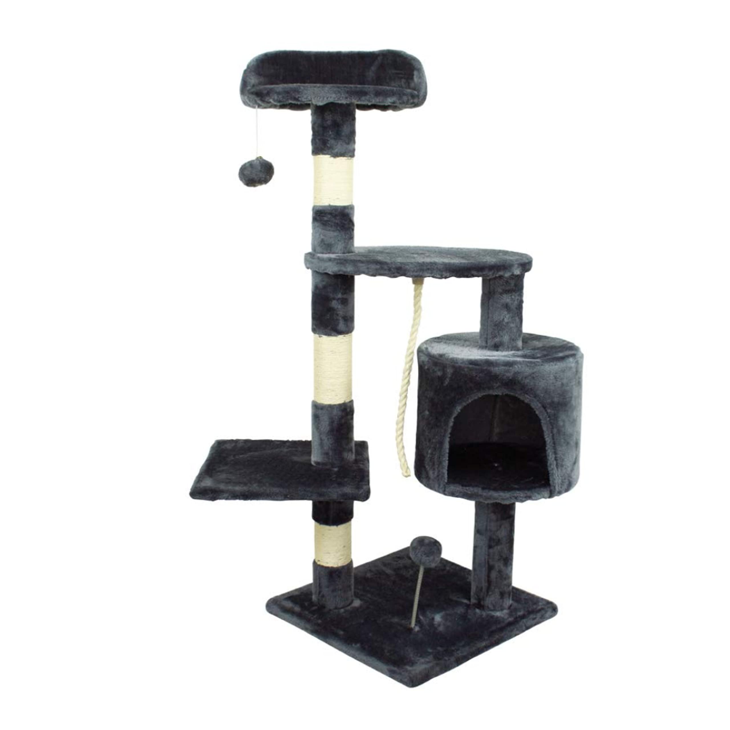 Mobiclinic, Rascador árbol para Gato, Modelo Silvestre, Mediano, para Escalar, 3 Alturas, Soporta hasta 10 kg, con Plataformas y refugios, Juguete Desestresante, Cuerda de sisal, Gris
