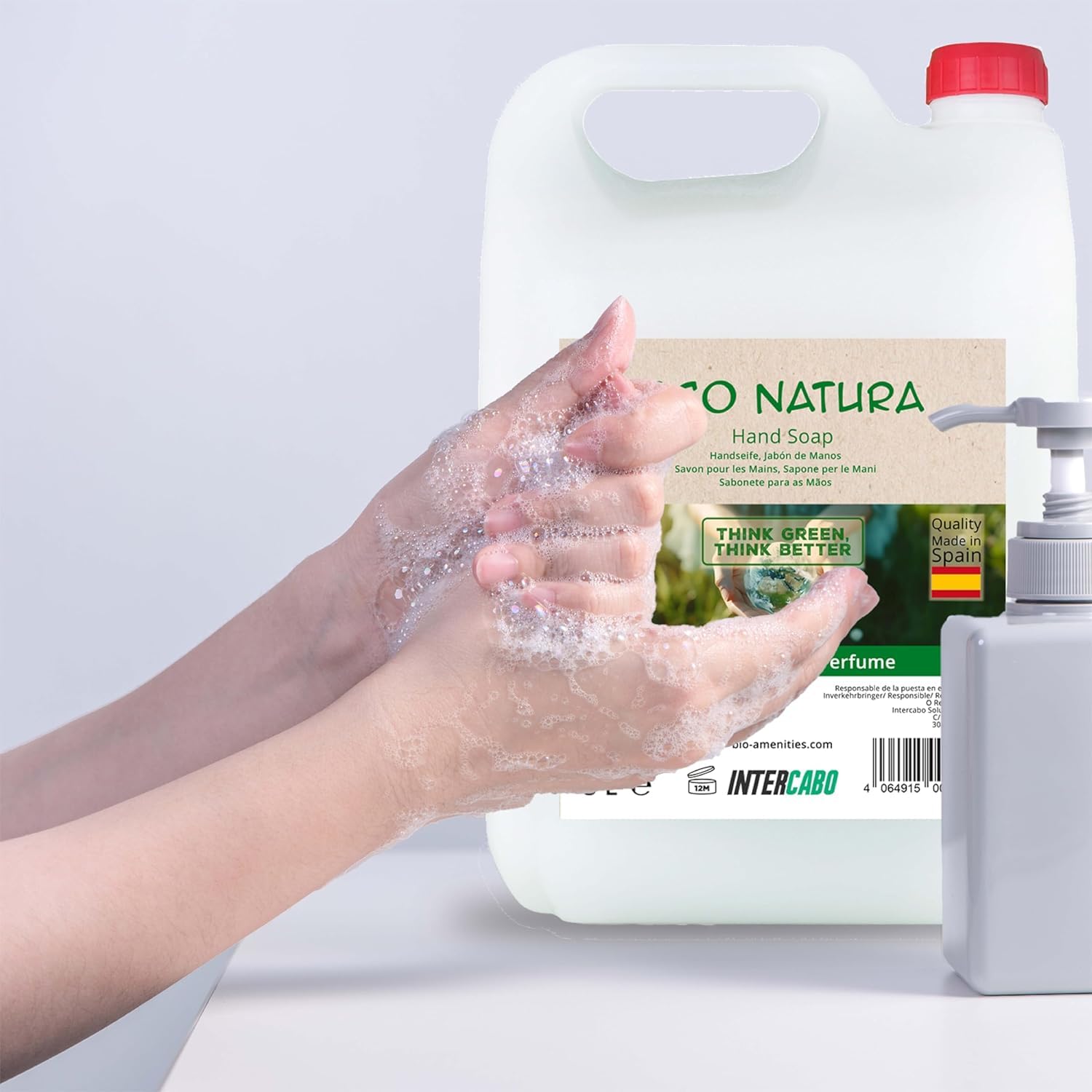 Sapone Mani Liquido 4 x 5 L Eco Natura • Ricarica Senza Profumo per Dispenser • Formula Delicata e Neutra • Per Hotel, Scuole, Uffici e Ambienti Professionali