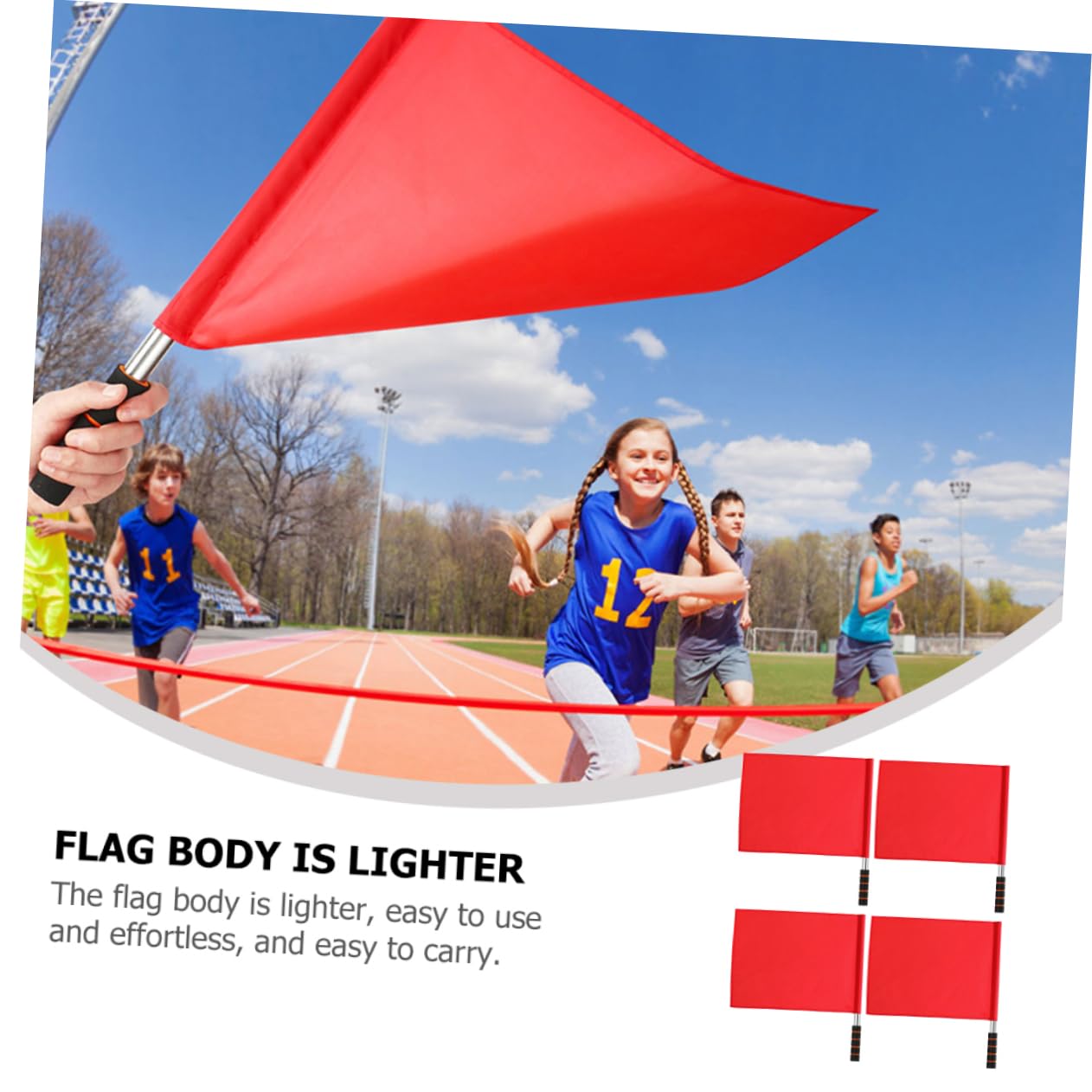 Sosoport 5 Juegos Del Abanderado De La Señal Asta De Árbitro Flag De Señal Flag De Mano De Conducción Fan Animando Acero Inoxidable Rojo 6 Piezas * 5