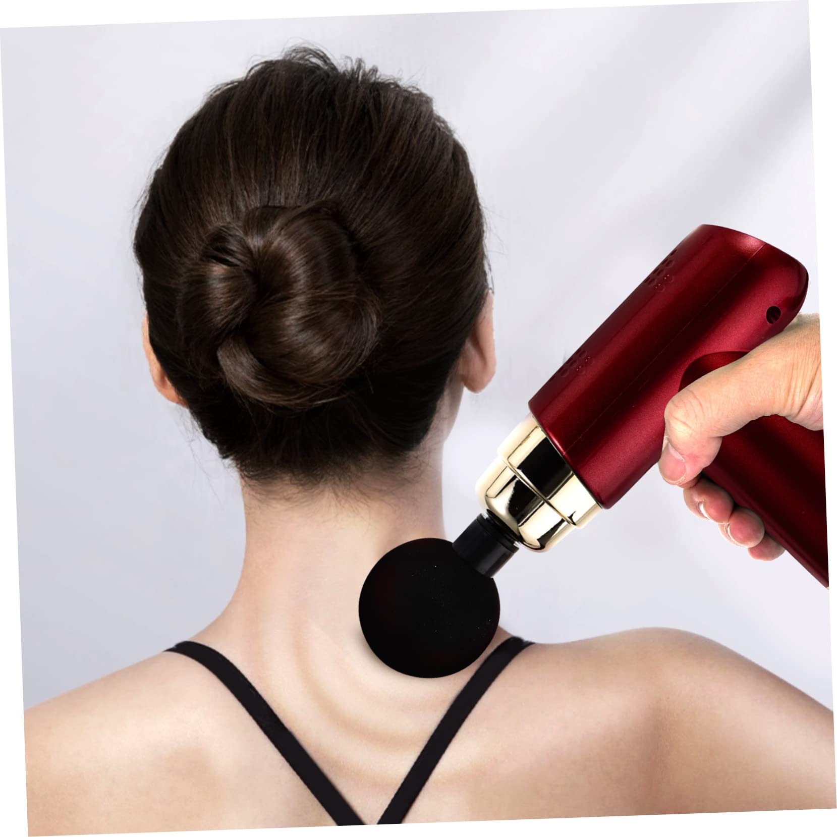 Masajeador Corporal Eléctrico De Percusión Mini, Ajustable 6 Velocidades, 4 Cabezales De Masaje, Portátil Para Relajación Muscular Postejercicio y Uso Doméstico Rojo