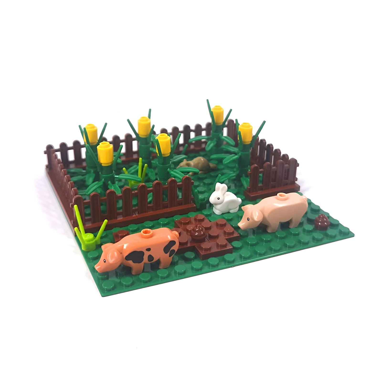 Cornfield Animal Farm Building Block Set, MOC Farm Pigsty Model Toy — image 1