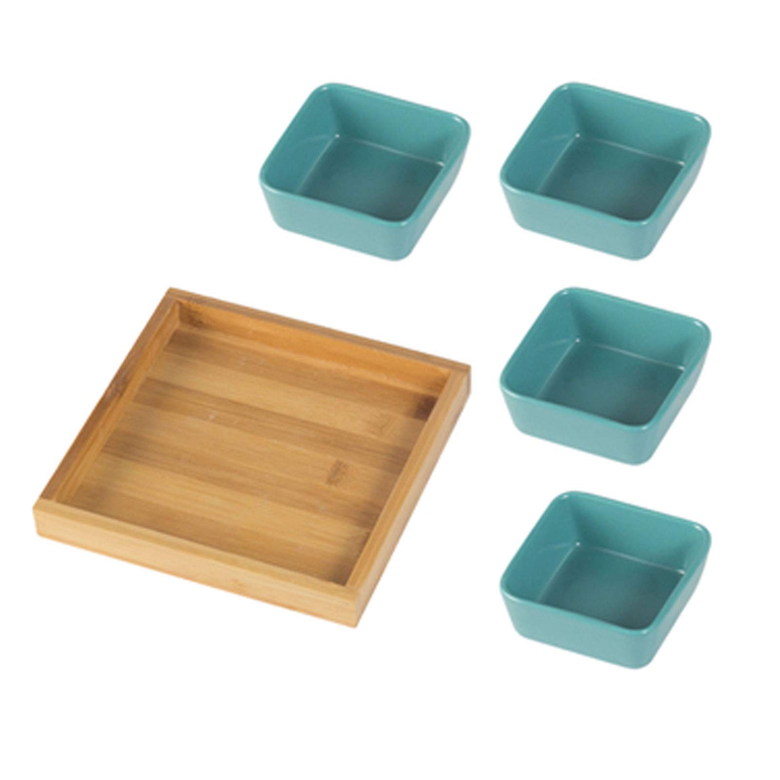 Dipschälchen Tauchschalen Set mit Tray-Gewürz-Teller Porzellan-Gewürz-Geschirr Süßigkeitengerichte Nussschalen Mehrzwecksauce-Gerichte für Tomaten Soja BBQ und andere Saucen Schalen ( Color : Blue )