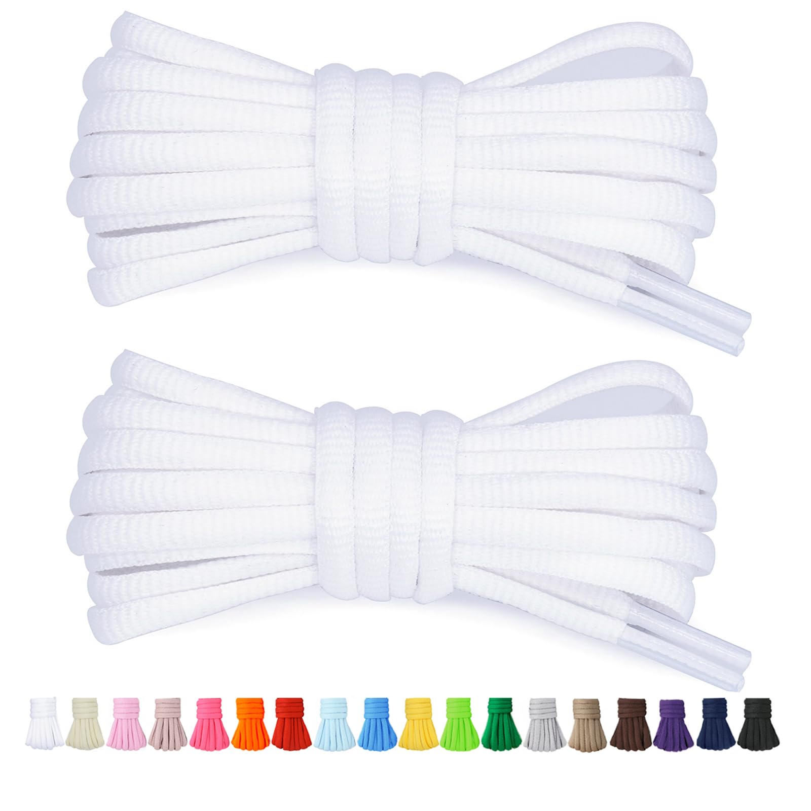 StepaceStepace 2 Paar 6MM Runde Schnürsenkel für Turnschuhe 60cm - 200cm Länge 18 farbige Oval Schnürsenkel