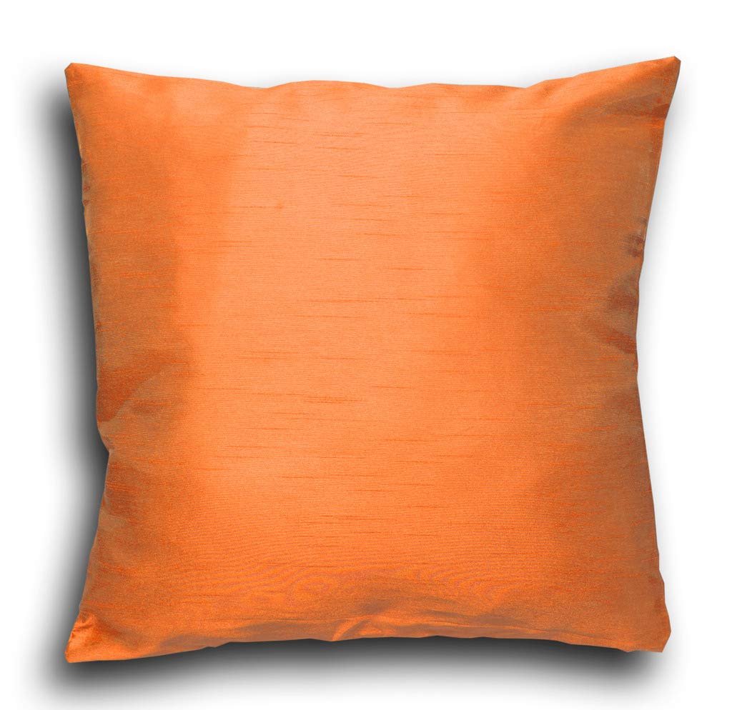 John Aird Orange Plain Faux Silk Cushion Cover 18" X 18" (Orange)