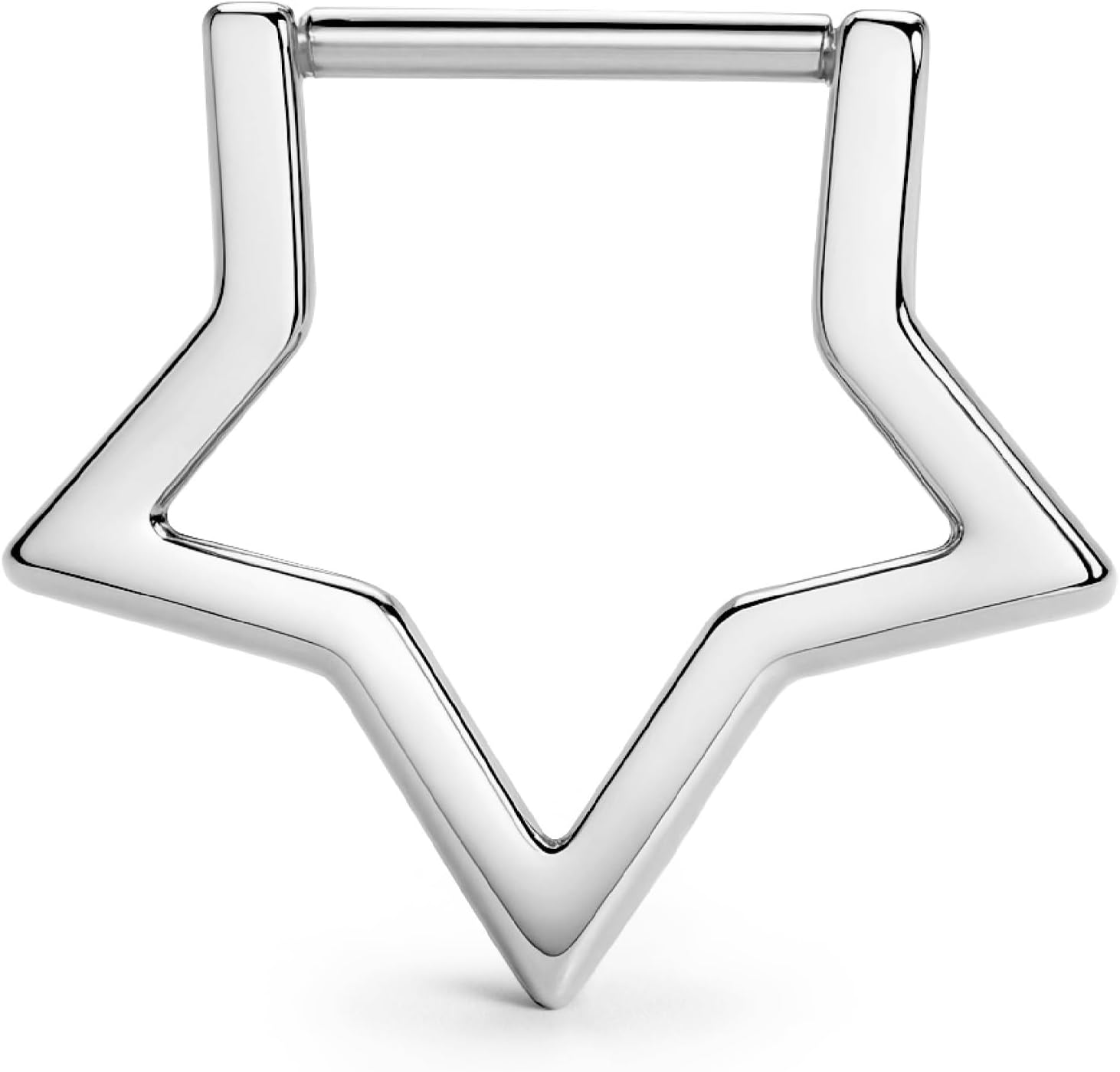 BodyBonita 16G Straight Septum Rings, 316L Surgical Steel D Shaped Septum Jewelry, Star Lace Chain Nose Rings Hoops Clicker, Helix Tragus Rook Daith Piercings for Women Men 8 mm