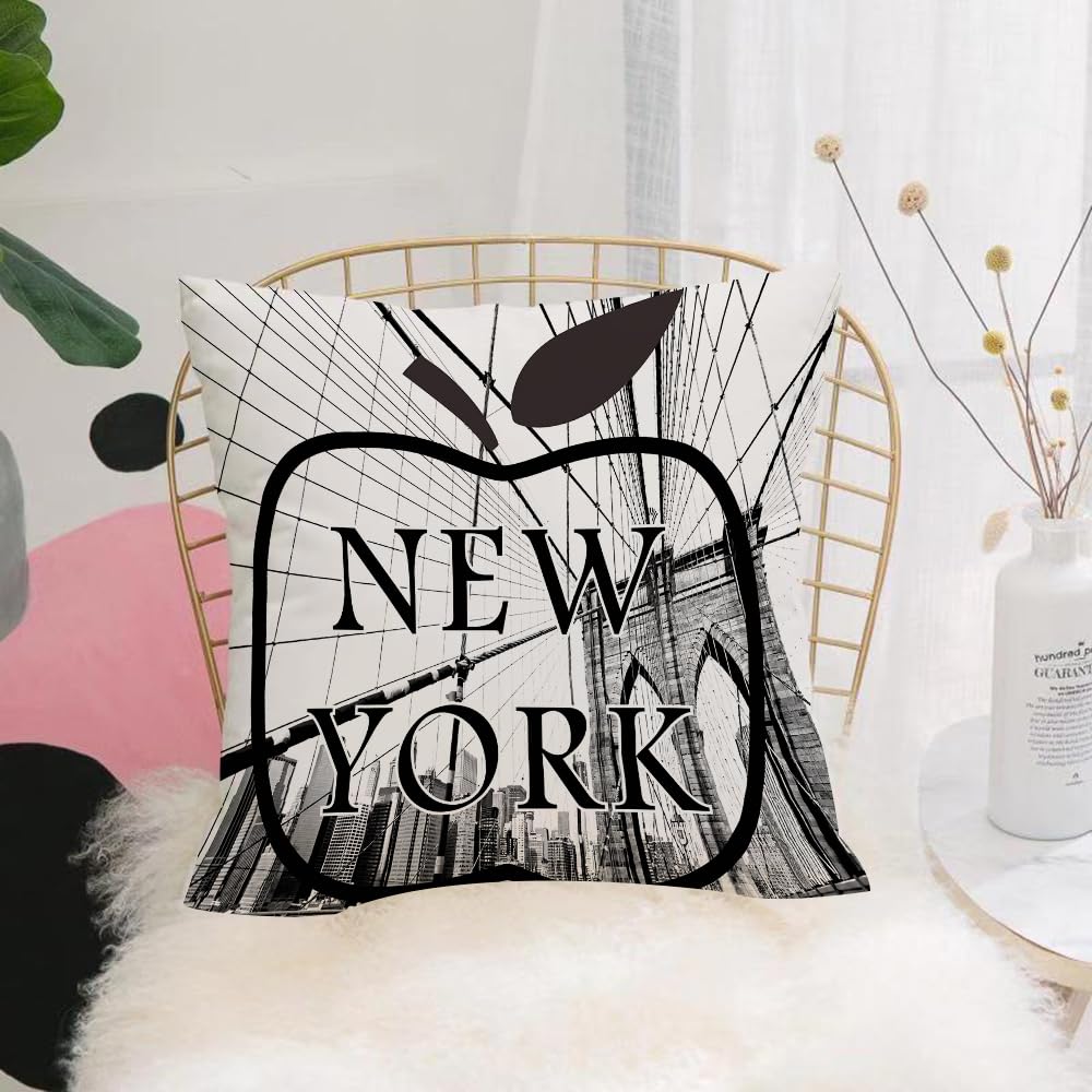 HYMSXW Cushion Cover,Throw Pillow Case Home Decorative for Living Room Bedroom Sofa Chair 20X20 Inch,Cityscape NYC Big I Love New York City VThrow Cushion Covers with Zipper,Pillowcase 50X50cm