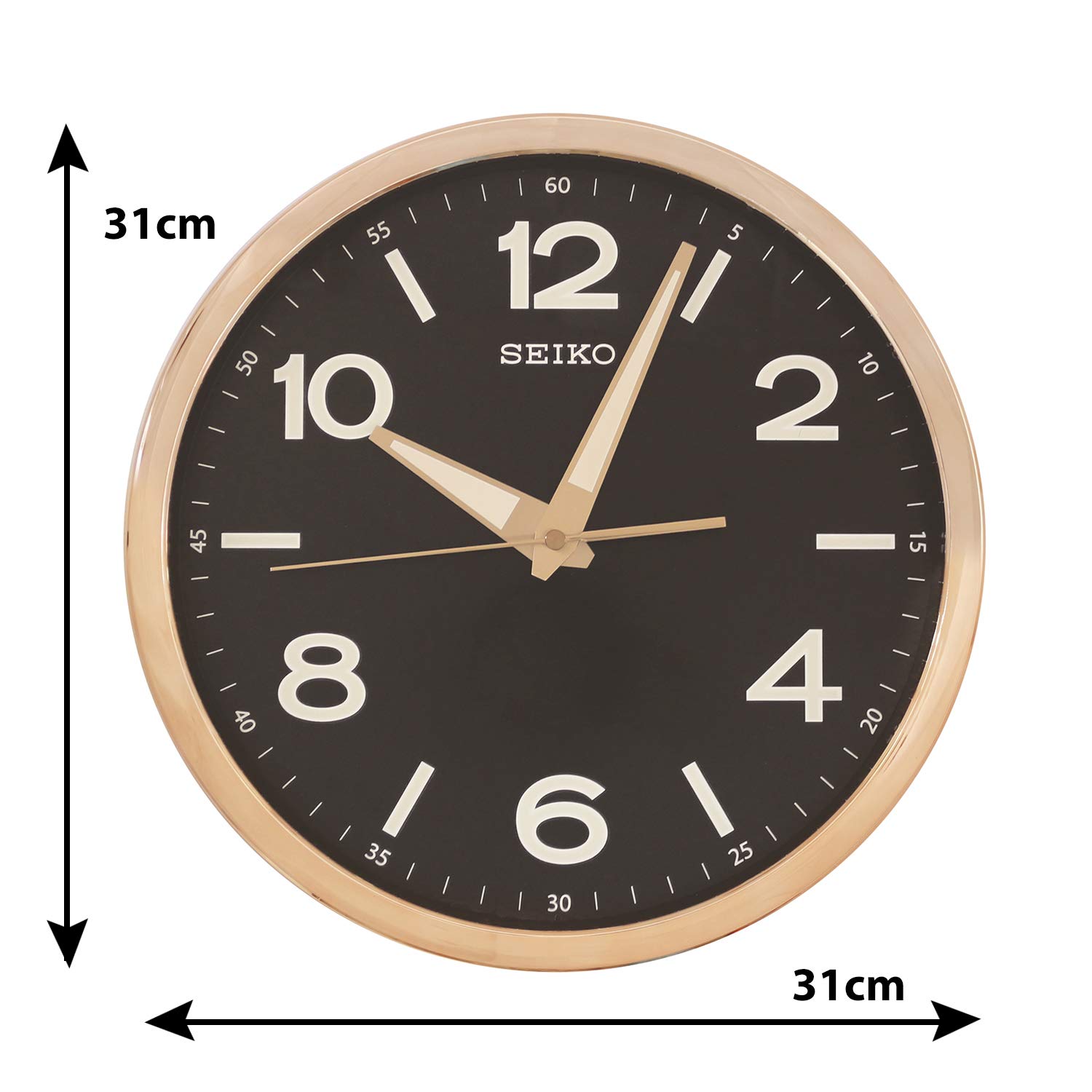 Seiko Elegant Round Golden Plastic Home Decor Night Glow English