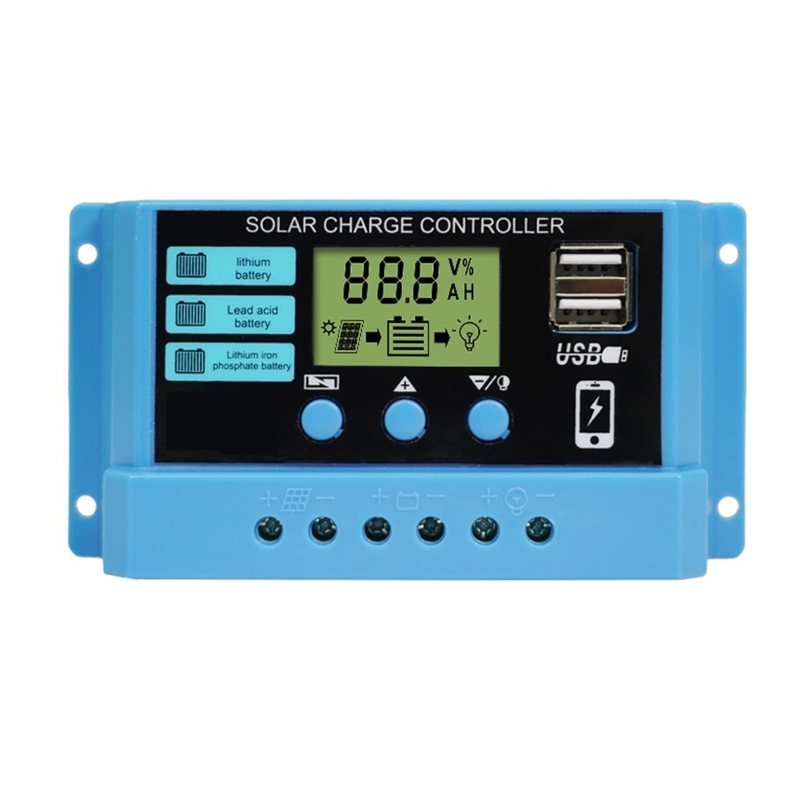 Solar Controller, Solar Controller 12v24v Charge Lithium Lead-Acid Battery Street Lamp Photovoltaic Panel and Discharge(20A)