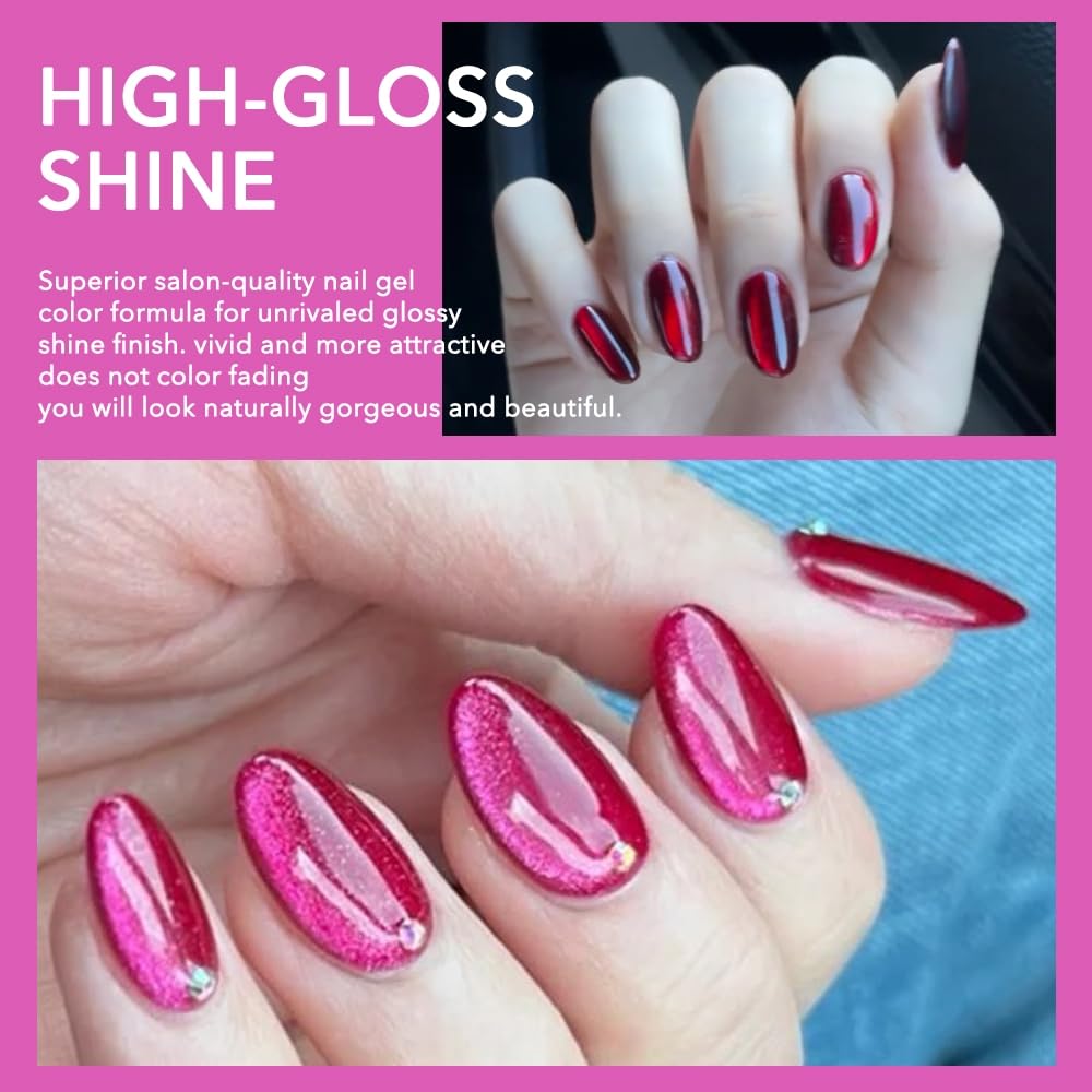 Amazon.com : NAILKISS Cat Eye Gel Nail Polish (Hot Pink+Burgundy