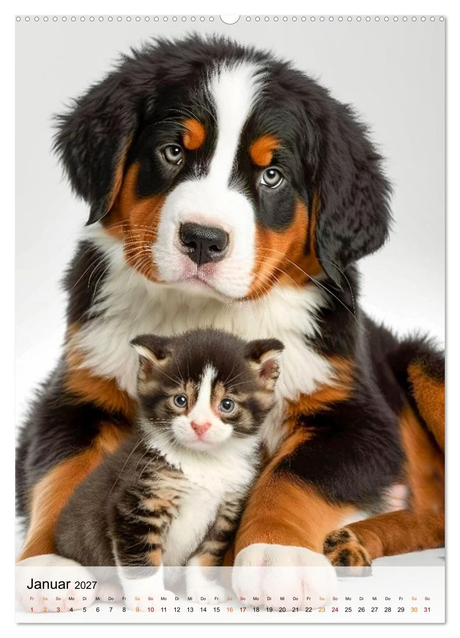 CALVENDO - Berner Sennenhund - gutmütig und treu (hochwertiger Premium Wandkalender 2027 DIN A2 hoch), Kunstdruck in Hochglanz: Berner Sennenhunde - heißgeliebte Familien Wachhunde