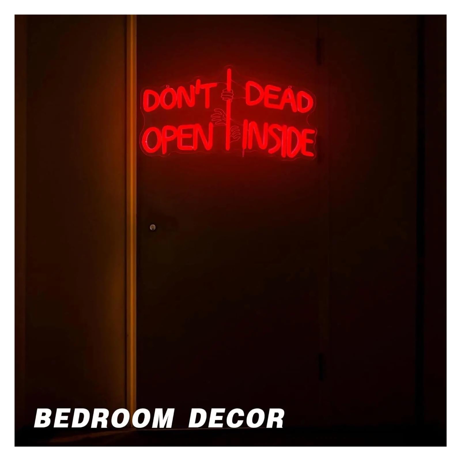 Insegna al Neon Insegna Al Neon Don't Open Dead Inside Dimmerabile | Luce LED A Tema Zombie Per La Stanza Dell'orrore Decorazioni Feste Gotiche 39.88cmx21.08cm