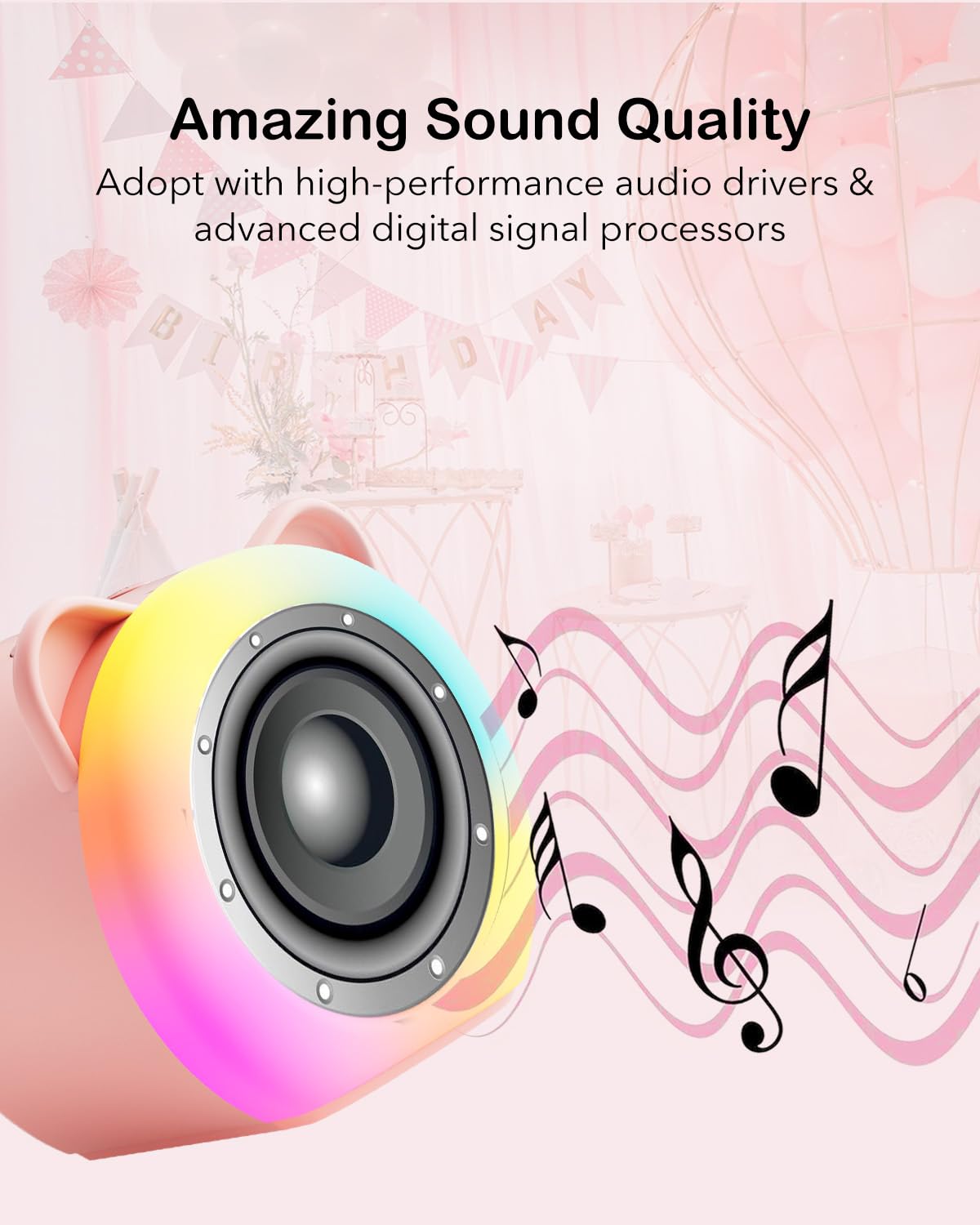 Karaoke per Bambin, Karaoke con Microfono, Karaoke Cassa con 2 Microfoni,Regalo karaoke bambina, Giochi Bimba Regalo Compleanno per 3, 4, 5, 6, 7, 8, 9,10,11,12+ Anni