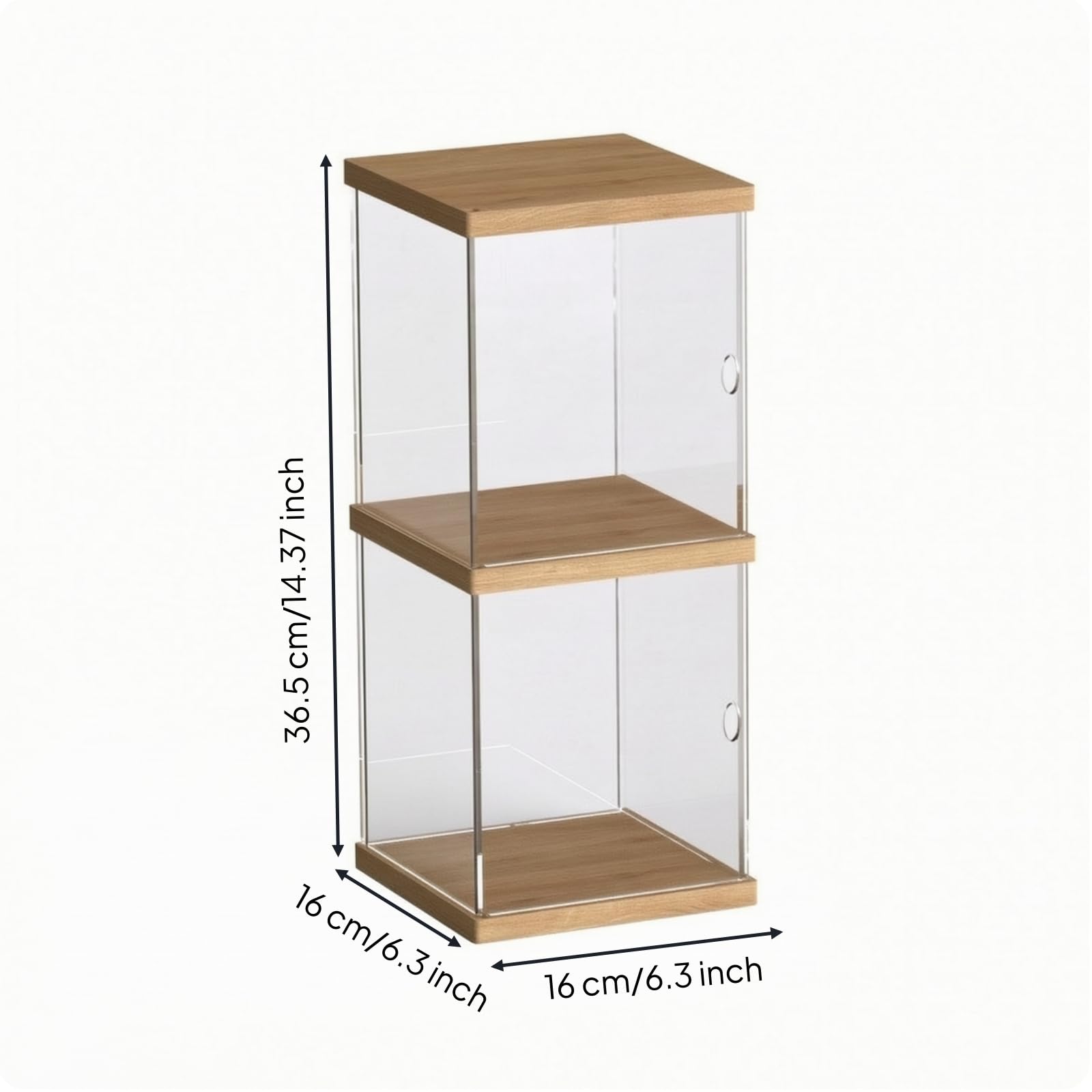 Espositore per Modellini Antipolvere, Espositore A Due Livelli con Struttura in Legno E Pannelli Trasparenti, Altezza 365 Mm