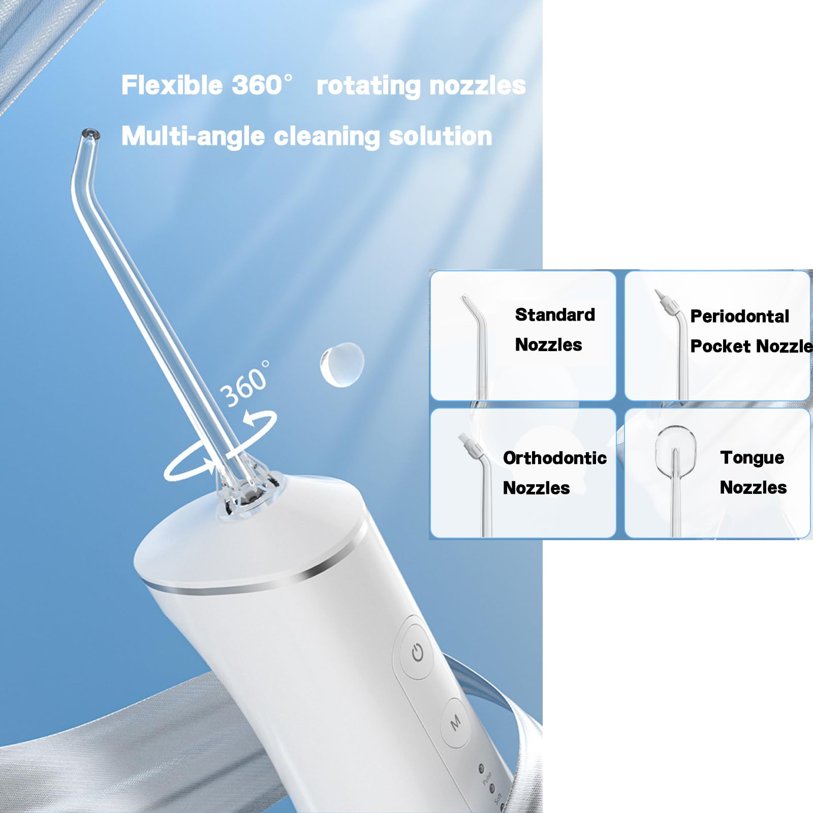Irrigador Dental,Irrigador Bucal,IPX7 Resistente al Agua,Incluye 4 Boquillas Funcionales, 3 Modos de Presión de Agua,Usb Recargable,Hasta 30 Días de Uso,Capacidad Del Tanque de Agua 300ml (Black)