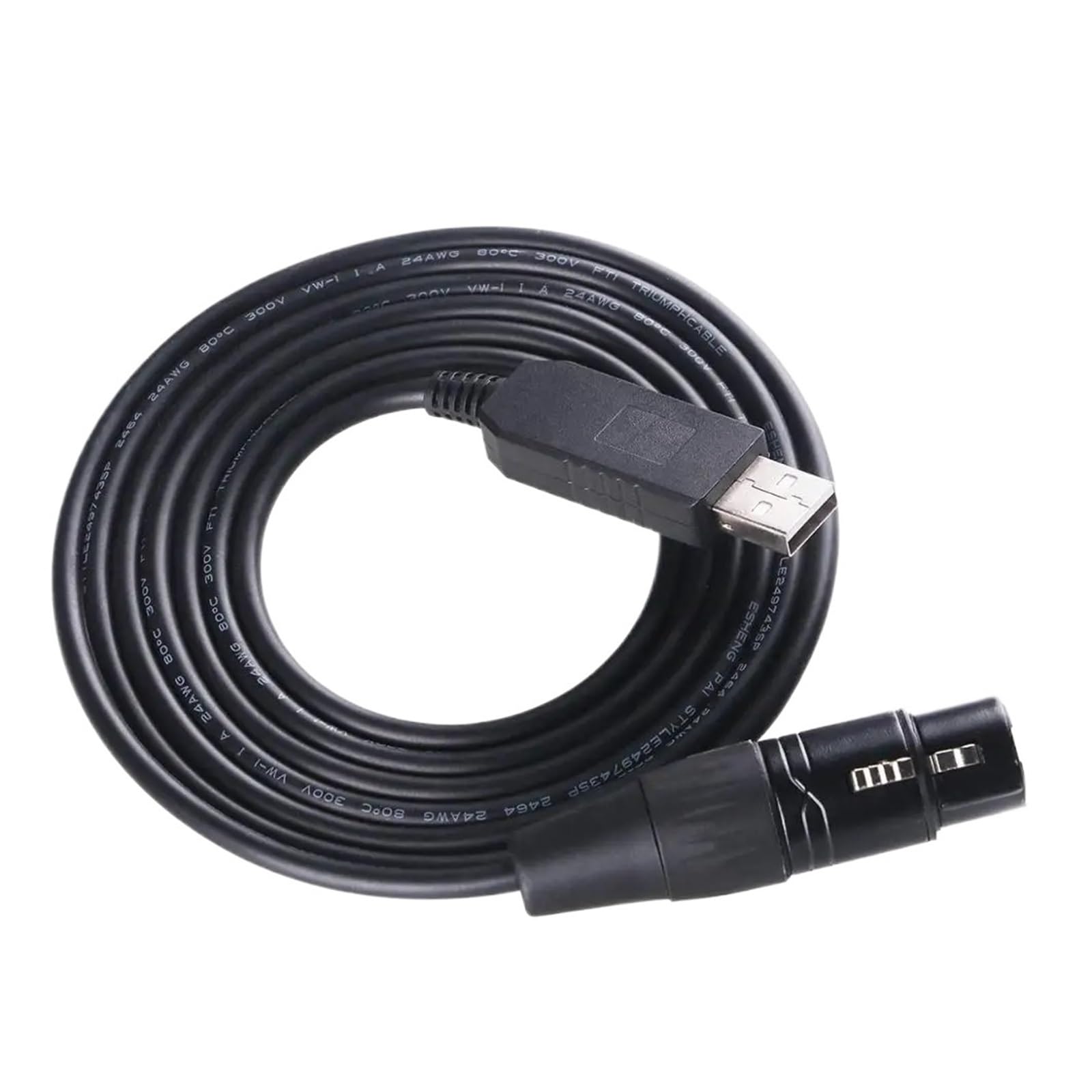 USB to Serial Converter USB RS485 DMX-Steuerung DMX512 DMX400 DIY Serieller Konverter Bühnenlicht-Controller-Ausrüstungskabel(1m,USB to DMX Male)