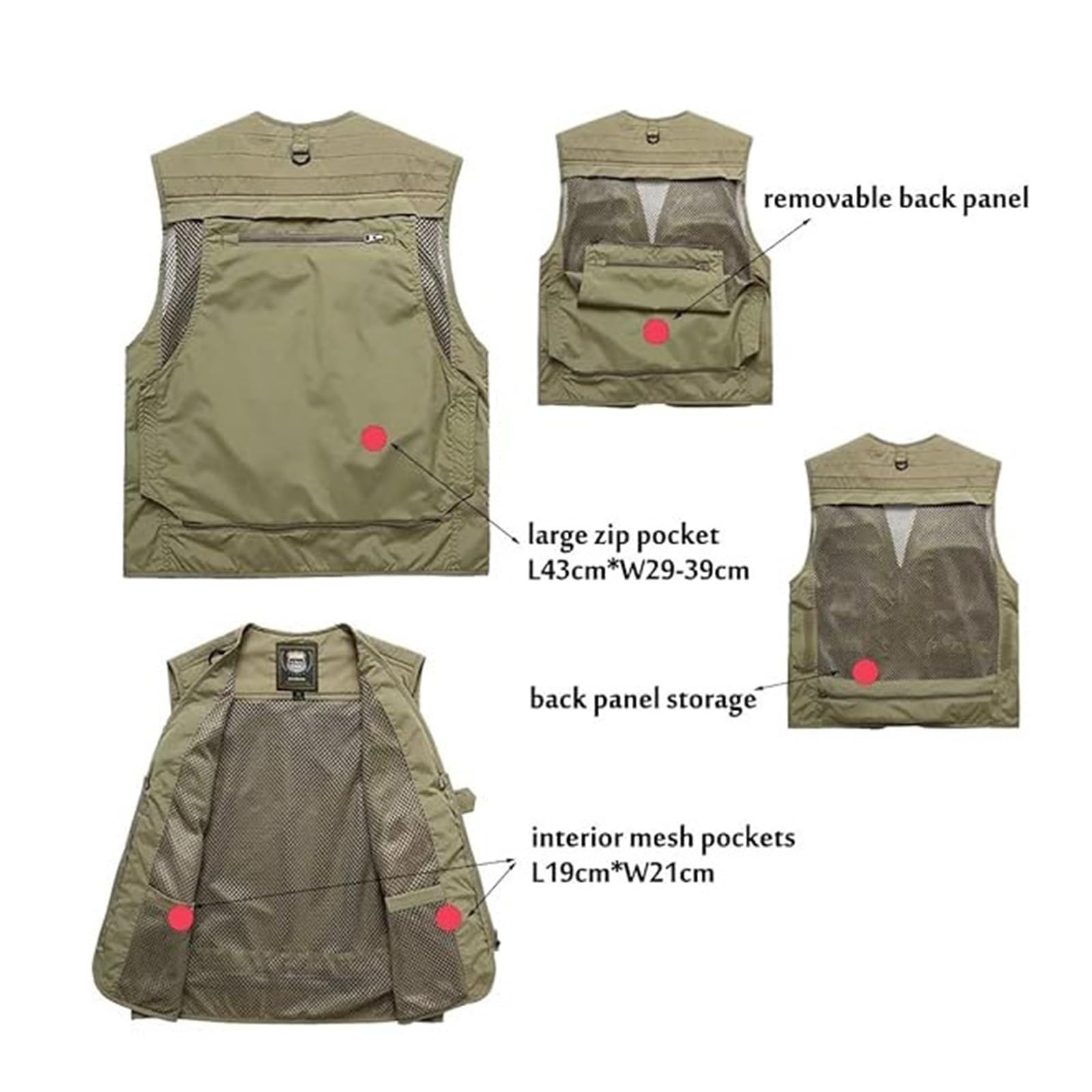 CLSQLXYJZC Chaleco Pesca Fotógrafos, Chaleco Informal De Malla Para Hombre De Verano Para Safari Pesca Transpirable Multibolsillos, Ligero Fotografía, Safari, Trabajo Carga Y Viajes