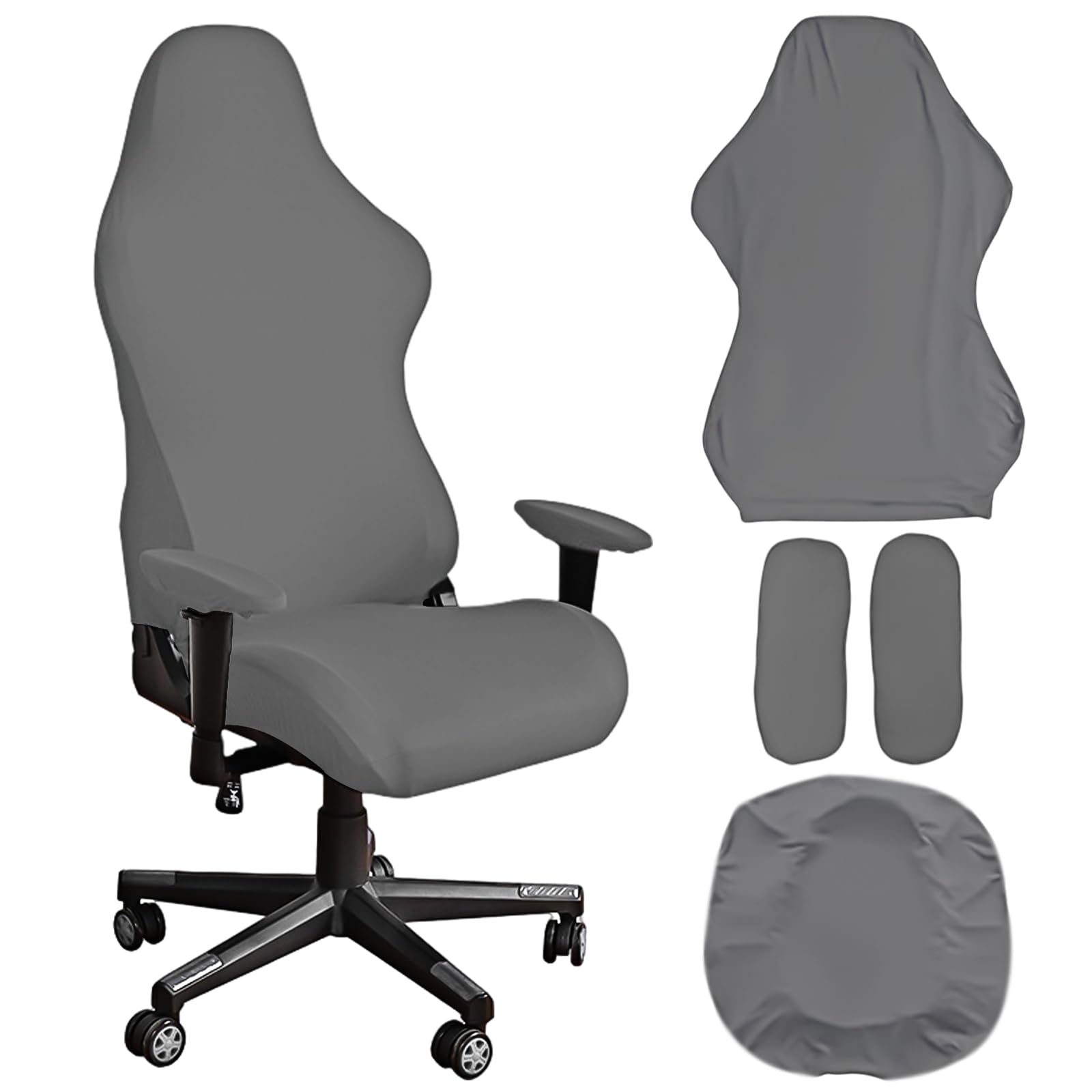 WIYETY Juego de 4 fundas para silla de gaming, lavable, con reposabrazos, funda y respaldo de silla, funda y funda para silla de oficina, para gaming, silla de ordenador, silla giratoria